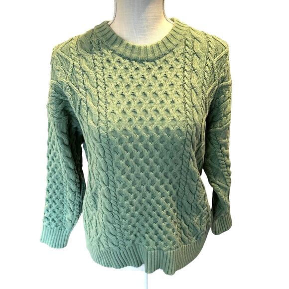Demylee Sage Green Organic Cotton Cable Knit Sweater Women’s XS - Picture 1 of 5